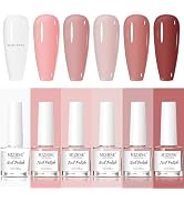 MIZHSE Nail Polish Set: 6 Colors Classic Nude Nail Polish Skin Collection Milky White Nude Pink, ...