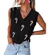 MARZXIN Women Sleeveless Sweater V Neck Casual 2024 Fall Knitted Chevron V Neck Sweater Vest Colo...