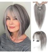REECHO Hair Toppers for Women Real Human Hair, Seamless Human Hair Toppers with Bangs, 360° 3D Co...