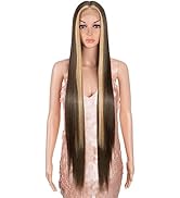 Style Icon 38” Highlight Blonde Wig Super Long Straight Wigs 6” Deeper Middle Part Lace Lace Fron...