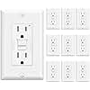 ELEGRP GFCI Outlet 15 Amp, Self-Test GFI Electrical Outlet with Narrow Design, Tamper Resistant GFCI Receptacle with LED Indicator, UL Listed, White, Wall Plate Included, 10 Pack