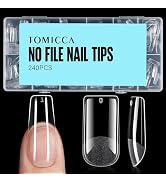 TOMICCA Medium Square Nail Tips, 240Pcs Soft Gel Nail Tips, 12 Sizes Pre-Shaped Half Matte Fake C...