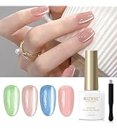 MIZHSE Moonlight Cat Eye Gel Nail Polish, Magnetic Gel Polish Set with Sheer Pink Nail Gel and 1 ...