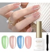 MIZHSE Moonlight Cat Eye Gel Nail Polish, Magnetic Gel Polish Set with Sheer Pink Nail Gel and 1 ...
