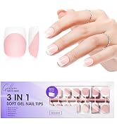 Gellen Short French Tip Press on Nails - Square Gel Nail Tips Press on Nails Short, No Fade Out A...