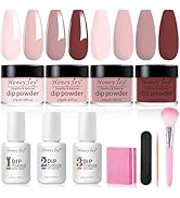 Honey Joy Dip Powder Nail Kit Starter,4 Colors Gentle Nude Brown Pink Neutral Skin Dipping Powder...