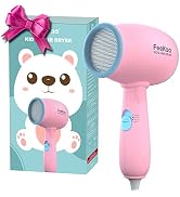 FeeKaa Kids Hair Dryer, Pink, 500 Watt, Lightweight, Gentle Heat, Safe for Kids, Anti-Scald Design