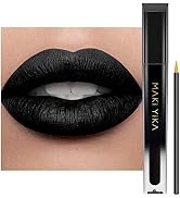 MAKI YIKA Black Lipstick Matte for Women, Dark Black Liquid Lipstick Long Lasting 24 Hour Waterpr...