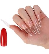Clear Acrylic Nails Set with Nail Buffer, Long Oval Nail Tips for Dip Powder and Nail Extension, ...