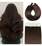 Hair Extensions Tape in Human Hair, 22in Dark Brown Tape in Extensions 50g 20pcs 100% Remy Human ...