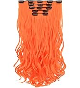 Orange Hair Extensions,HSPJHTM Clip in Hair Extensions for Women 18