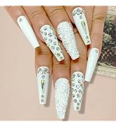 Whtie long coffin press on nails