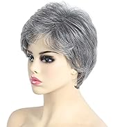 Short Grey Wig,Old Lady Wigs Short Wig Ladies SYXLCYGG Curly Synthetic Older Womens Hair Wigs Flu...