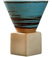 TITA-DONG Coarse Pottery Coffee Mug with Base, 200ml Creative Triangular Cone Shape Porcelain Mug...