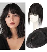 Rich Choices Real Human Hair Toppers for Women 3D Cover Clip in Bangs 100% Remy Human Clip in Sil...