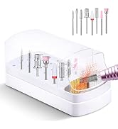 Nail Drill Bits Holder 30 Holes and Nail Drill Bits Cleansing Case with Steel Wire & Nylon Brushe...