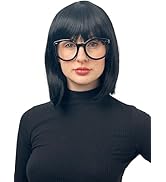 ALLAURA Incredible Edna Mode Wig and Glasses - Black Flapper Bob Wig with Bangs 20s Wig Costume 1...