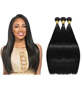 YAREESONG 100% Unprocessed Remy Brazilian Human Hair Extensions - Straight Hair Bundles 14 16 18 ...