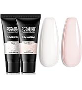 ROSALIND Soft Pink&Opal Extension Gel, 2 PCS 2oz Opal Poly Nail Gel kit Soft Pink Nail Builder fo...