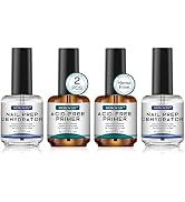 Morovan Nail Prep Dehydrator and Primer, Natural 4 PCS Dehydrator & Acid-Free Bond Primer for Acr...