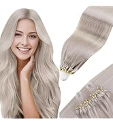 Hetto Micro Link Hair Extensions Human Hair Blonde Micro Loop Hair Extensions Platinum Blonde Mic...