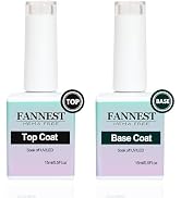 FANNEST 2 Pcs 15ml No Wipe Gel Top Coat and Base Coat Set - Shine Finish and Long Lasting, Hema F...