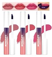 3 PCS Peel Off Lip Stain Lip Tint Set, Pinked Lip Stain Peel Off Matte Lip Liner, Long-Lasting Li...