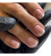 Press on Nails Short Square Fake Nails White French Tip Nails Press ons Glossy Glue on Nails Nude...