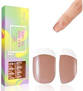 Monja Gel Press On Nails 144pcs French Tips Short Square Nail Tips Soft Gel Fake Nails 10 Sizes S...