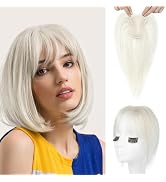 REECHO Hair Toppers for Women Real Human Hair, Seamless Human Hair Toppers with Bangs, 360° 3D Co...