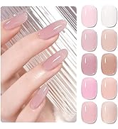 SHOYUM Nude Pink Gel Nail Polish Set, 10 Colors Neutral Nude Gel Polish Kit Translucent Milky Whi...