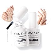 Gellen Gel Top and Base Coat, 2pcs Clear Gel Nail Polish Set, 8ml No Wipe Gel Top Coat Nail Polis...