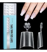 TOMICCA Short Coffin Nail Tips, 240Pcs Acrylic Half Cover Nail Tips, 15 Sizes No C Curve Full Mat...