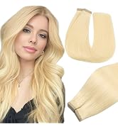 Tape in Hair Extensions Human Hair Light Platinum Blonde 14 Inch 20pcs Remy Human Hair Extensions...