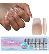 BTArtboxnails X-coat Tips Cat Eye Nails - French Tip Press On Nails, Short Coffin Soak Off Acryli...