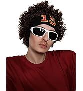 ALLAURA - Patrick Mahomes Wig + Sweatband 100% Realistic Curly Brown Wig for Men Women Fits All N...