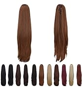 SYXLCYGG Brown Clip in Ponytail,Clip Claw Ponytails Extension Straight 22