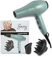 Sassy Ceramic Ion Hair Dryer, 1875-Watt Salon Dryer with Concentrator and Diffuser, Multiple Heat...