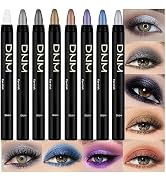 evpct 8Pcs Cream Eye Shadow Sticks Makeup Set for Eyes Waterproof, Pearl White Black Gray Khaki R...