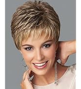 SEVENCOLORS Short Dark Brown Mixed Blonde Pixie Cut Wigs for Women Synthetic Layered Highlight Wi...