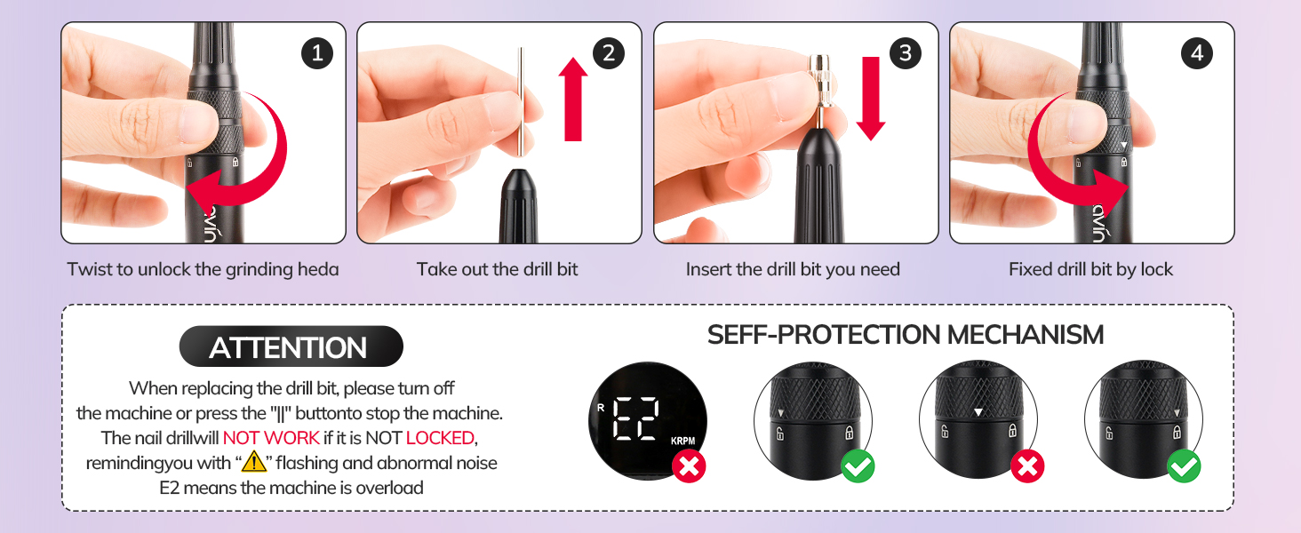 how to replace the nail drill bit