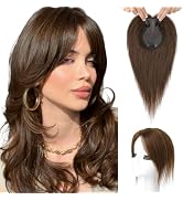 Flufymooz 100% Real Human Hair Toppers for Women, 10 Inch Clip in Human Hair Topper for Thinning ...