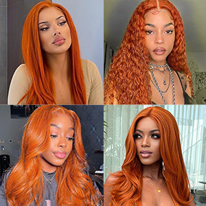 Ginger Curly Lace Front Wigs Human Hair