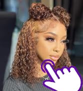 HIRIREMY Ombre Highlight Deep Wave Curly Bob Wigs Human Hair Pre Plucked Wear And Go Glueless 13x...