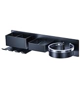 Hair Dryer and Straightener Holder, Black Hair Dryer Holder Wall Mounted, Stainless Steel Hair To...