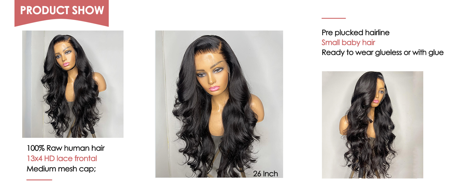 Body Wave HD Lace Front Human Hair Wigs for Black Women