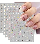 JMEOWIO 9 Sheets Flower Nail Art Stickers Decals Self-Adhesive Spring Summer Floral Nail Supplies...