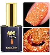 YTD Likomey Colorful Reflective Glitter Gel Nail Polish,15ml Orange Flash Diamond Shimmer Nails G...