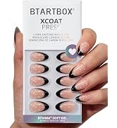 BTArtbox Press On Nails Short - Dot Couture, Lamp-Curable Almond Black French Tip Press On Nails ...