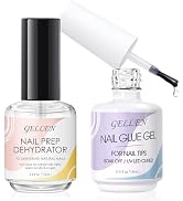 Gellen Nail Glue and Nail Dehydrator, 15ml Nail Gel Glue for False Nail Tips and Clear Press on N...